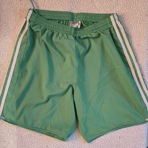 adidas Green Men's Athletic Shorts with White Stripes